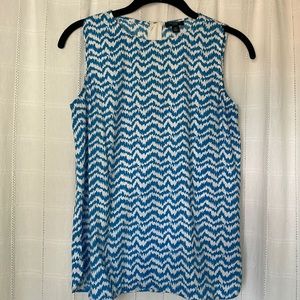 Ann Taylor blue and white tank blouse
